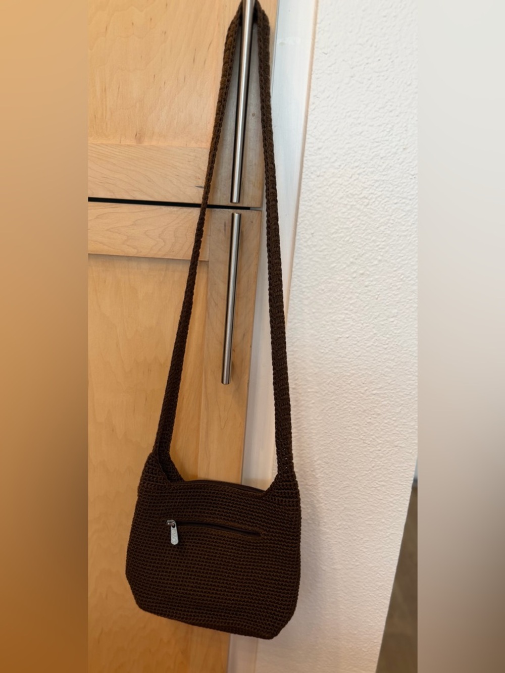 The Sak Brown Crochet Crossbody Shoulder Bag